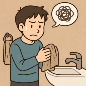 「手を洗ったあとも、タオルが気になってまた洗う」