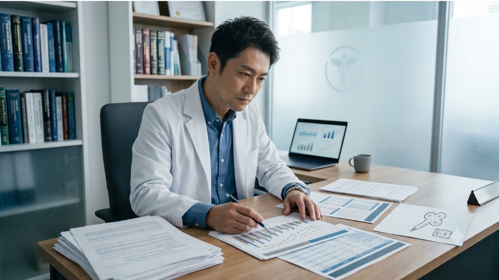 TMS治療を慎重に検討する日本の医師のイメージ