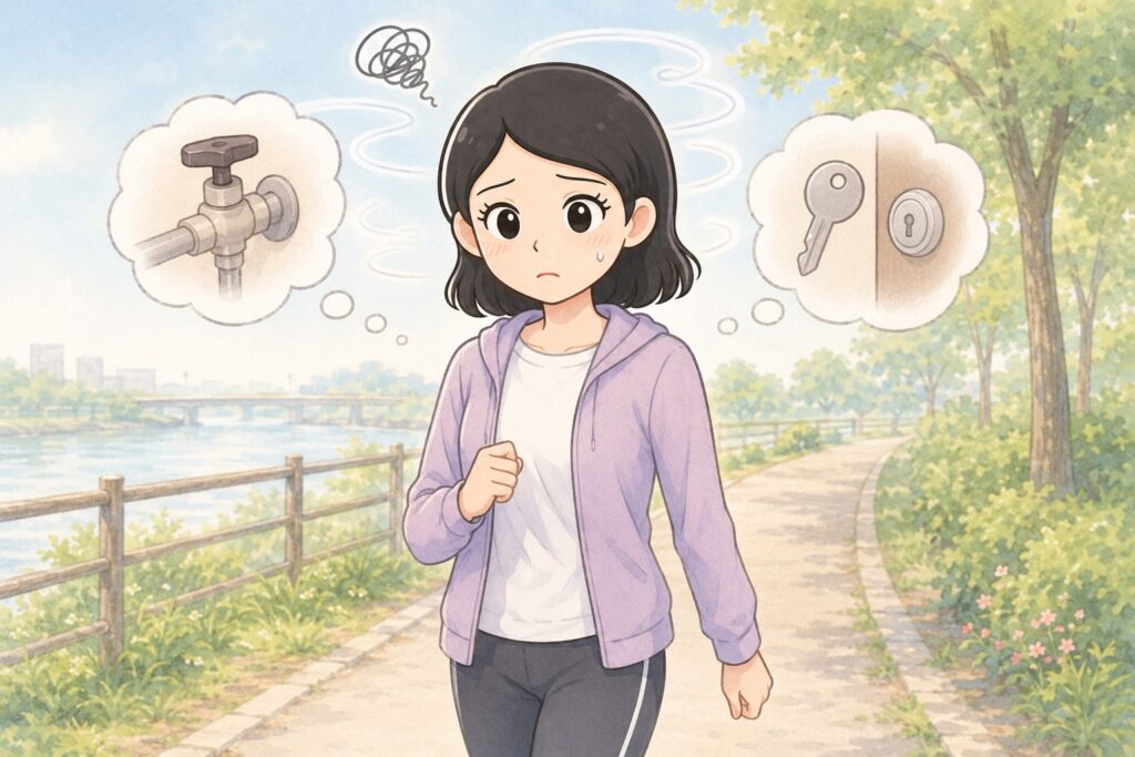 運動中も頭の中の確認ループが止まらないイメージ画