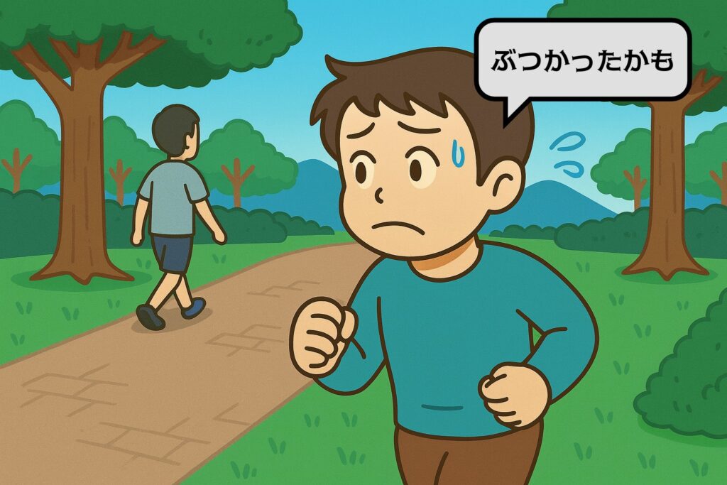 加害恐怖がある人の場合は、ジョギング中に人とすれ違うたびに「ぶつかったかもしれない」と不安が押し寄せる