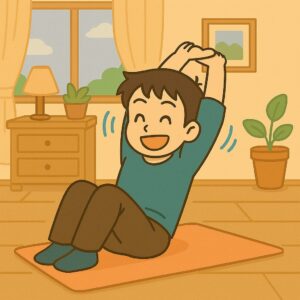 ヨガマットの上で行うストレッチ