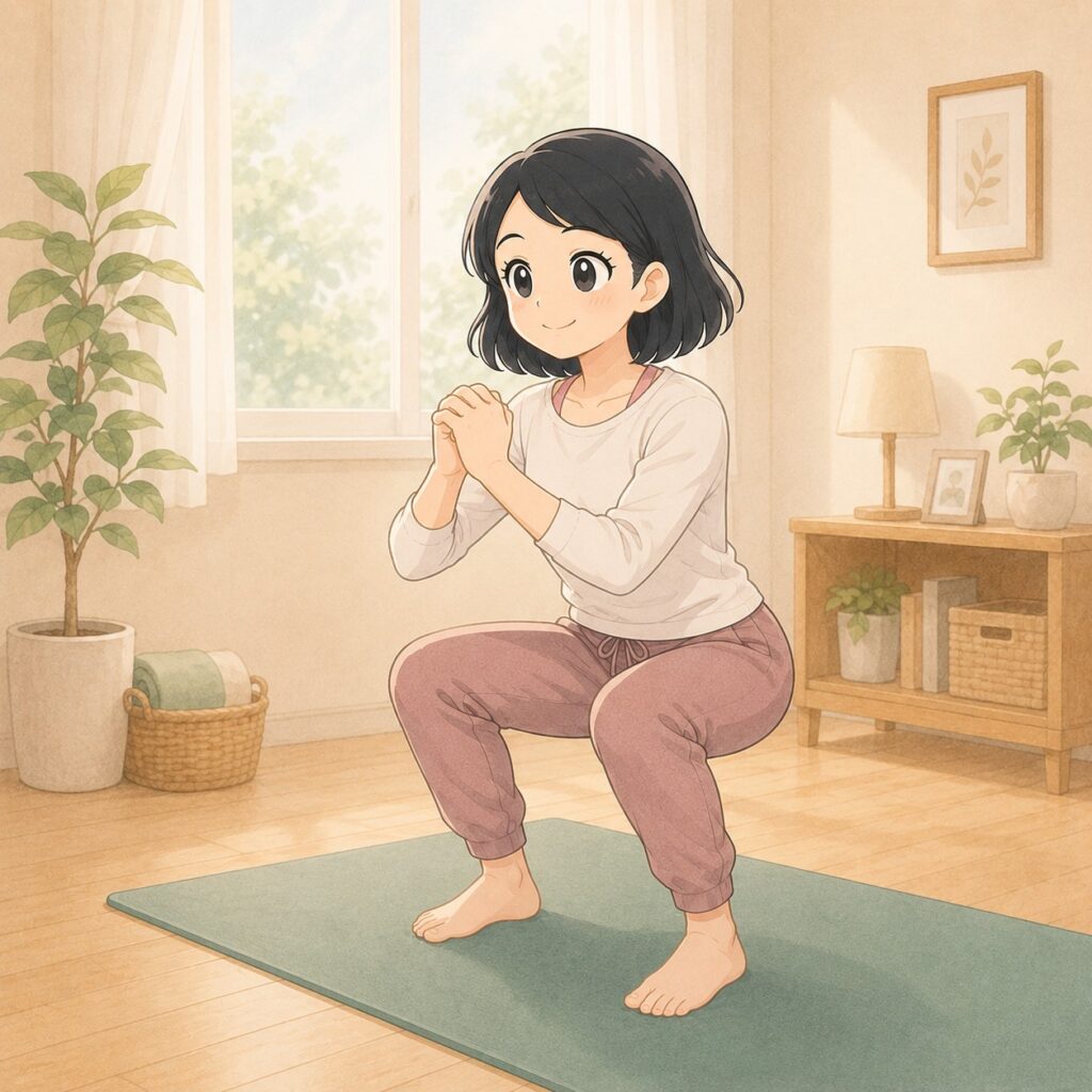道具を使わない自重トレーニング(スクワットなど)のイメージ画