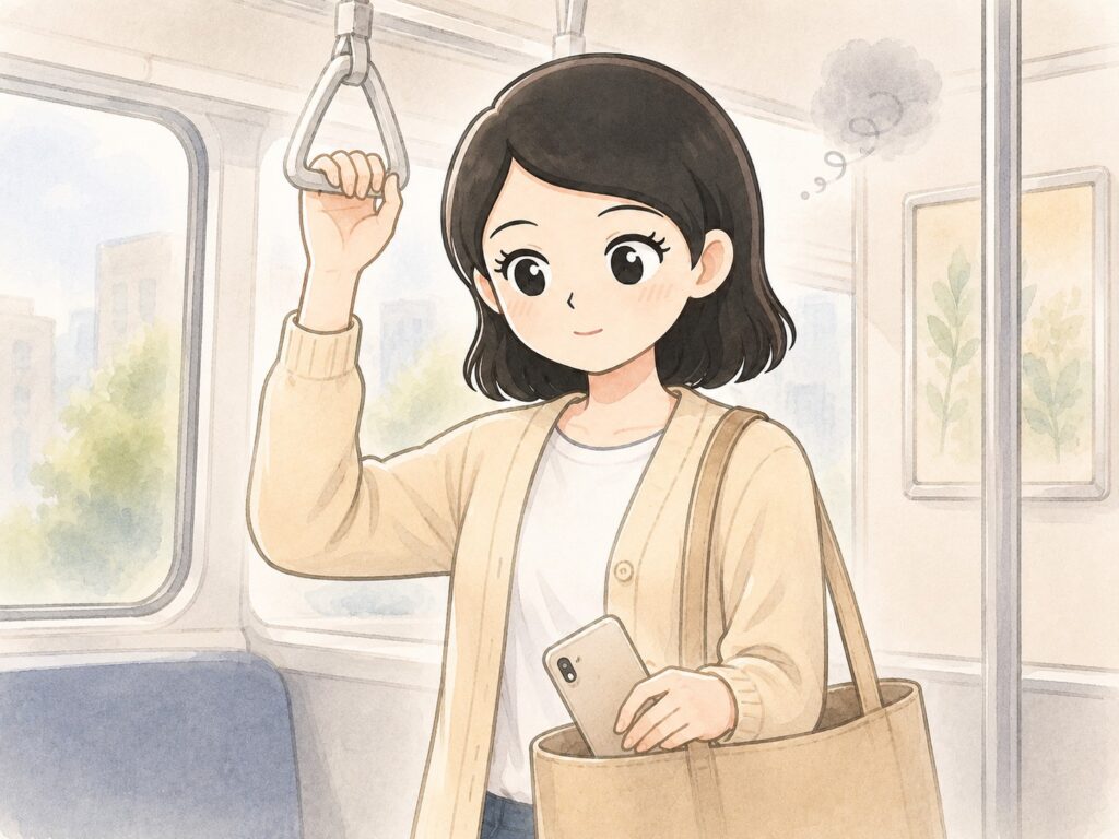 強迫性障害の症状が寛解して電車の手すりに触れるイメージ画