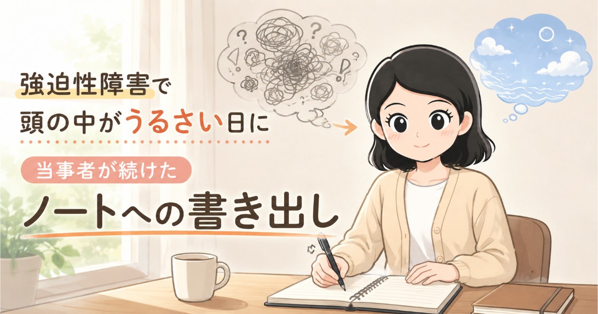 強迫性障害で頭の中がうるさい日に、当事者がノートへ考えを書き出している様子